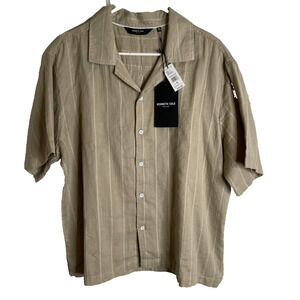Kenneth Cole New York The Camp Collar Shirt Size Large Field of Rye NWT $59